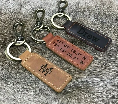 Personalized Keychain, Customized Leather Keychain - Image 1 of 4