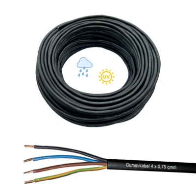 Kabel 4-adrig 4x0,75 H05RN-F4 schwarz f. Rolladen Antrieb Markise Jalousie Motor - Bild 1 von 2