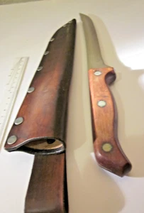 Knife Mighty Oak 8" Fixed Blade - Exc. Cond. w/ Custom made sheath for it (Left) - Picture 1 of 5