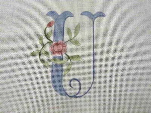 Rosalie HP Needlepoint Canvas Alphabet Monogram Letter U 500 U - Picture 1 of 2