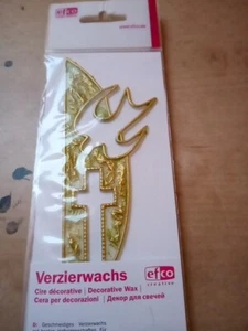 AUSVERKAUF !!!  Wachsdekor Kreuz u. Taube grün gold 150/55 mm - Bild 1 von 1