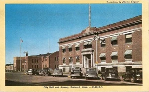 Postcard Minnesota Brainerd City Hall & Armory Crow Wing County 1940s Unused - Picture 1 of 1