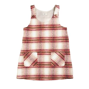 F&F Girls pink Fuzzy Tartan Check Pinafore Dress Age 5-6 Years - Picture 1 of 8