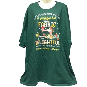 Hanes Tagless 4XL Sewing-Themed Green T-Shirt Let Us Sew Christmas Theme Song - Picture 1 of 9