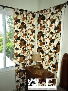 Cortinas Western Estampado Vaca O Estampado Pony (2 paneles) 72" Largo - Imagen 1 de 4