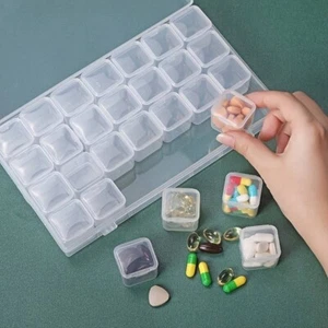 Hinged Box Hobby craft beads buttons small pieces 28 separate mini boxes - Picture 1 of 4