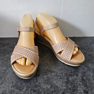 SIMONA RICCI BNWT size 8/39 LEILA nude peep toe cushion insole ankle strap shoes - Picture 1 of 8