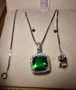 Collana Argento Massiccio S925 E Smeraldo - Foto 1 di 10