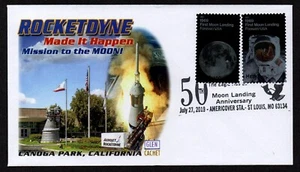 USA, SCOTT # 5399-5400, GLEN FDC COVER 2019 FIRST MOON LANDING, ROCKETDYNE - Picture 1 of 1
