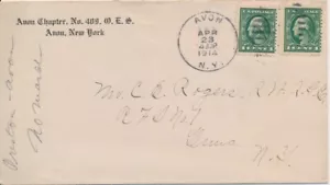 Avon Chapter no.409 O.E.S. Order of the Eastern Star New York 1914 corner card c - Picture 1 of 1