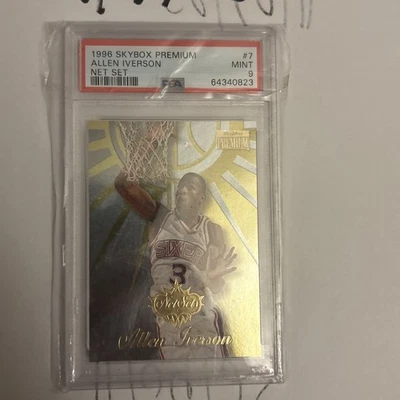 ~ 1996 Skybox Premium ALLEN IVERSON Net Set Rookie RC #7 RC POP 20 PSA 9 ~ - Image 1 of 2