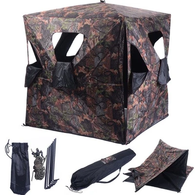 Ground Hunting Blind Portable Deer Pop Up Camo Hunter Weather Proof Mesh Window - Image 1 of 4