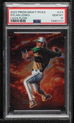 2022 Panini Prizm Draft Picks Lava Flow Dylan Lesko #LF-4 PSA 10 GEM MT - Image 1 of 2