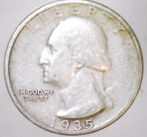 1935 S Washington Quarter - Actual Coin- 90% Silver- Very Good (W39) - Picture 1 of 2