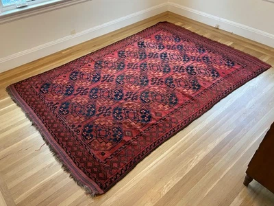 Antique Bokhara Rug Red, Orange, and Blue ~9'-4" x ~6 '-0"  - Image 1 of 4