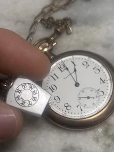 Waltham Watch W. Chain with Carved Agate Royal Arch Mason York Rite Masonic Fob - Picture 1 of 9