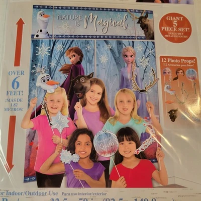 Disney Frozen II Scene Setters Backdrop w/12 Photo Props Over 6 ft Tall Birthday - Image 1 of 4