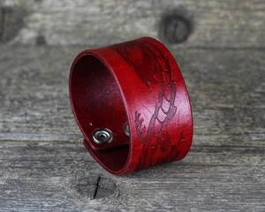 Drache - Lederarmband, Herrenmanschette, Damenarmband, Lederaccessoires. - Bild 1 von 7