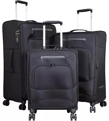 Nylon Trolley Rollkoffer Dehnfalte 360° aufrecht rollbar Adlum Schwarz M bis XL - Bild 1 von 4