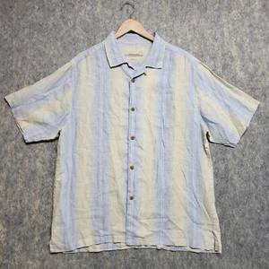 Tommy Bahama Shirt Men's Large Striped 100% Linen Button Up Original Fit Casual - Picture 1 of 10