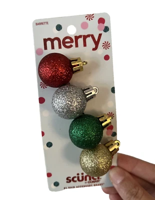 Merry Scunci By Conair Glitter Ornament Barrette Christmas Long Hair Accessory - Image 1 of 4