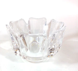 Orrefors Sweden Flower Blossom Clear Glass Votive Candle Holder Signed MCM Mod - Picture 1 of 6