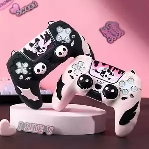 Custodia teschio GeekShare e impugnature per pollice per controller PS5 pelle morbida in silicone - Foto 1 di 19