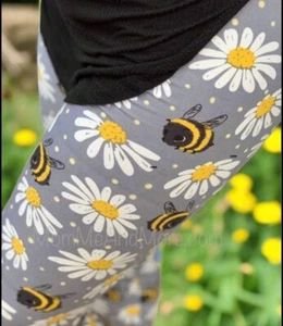 NEW Women Bee Daisy Printed Leggings X-Plus Fit 18-22 High Waist Soft Yoga Pant - Picture 1 of 11