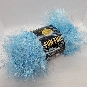 Lion Brand Fun Fur Light Blue Color 105 60 yds 1.75 oz 1 Skein Eyelash Polyester - Picture 1 of 4