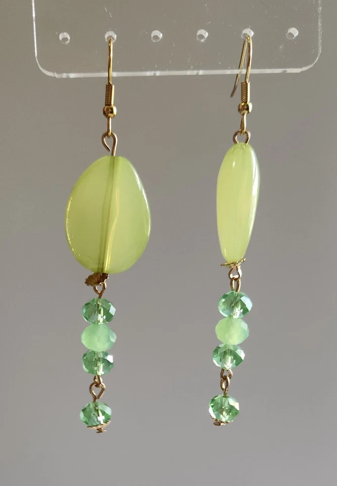 Aventurine Beaded Dangle Earrings-Green - Image 1 of 1