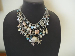 Vintage St. Thomas Nautical Sand & Sea Life Statement Necklace - Picture 1 of 13
