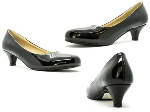 LADIES WOMENS LOW KITTEN HEEL WORK COURT EVENING GIRLS SHOES PUMPS SIZE 3-12shoe - Picture 1 of 42