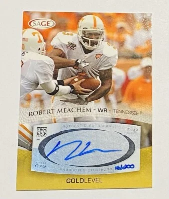 2007 SAGE GOLD Robert Meachem Rookie Autograph 16/200 TENNESSEE VOLUNTEERS VOLS - Image 1 of 4