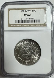 1946 NGC MS65 Iowa Silver Commemorative Half Dollar - (#B1/ZIRR) - Picture 1 of 4