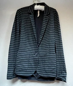 Bailey 44 Womens Wool Blend Striped One-Button Knit Cardigan Blazer Medium Gray - Picture 1 of 8