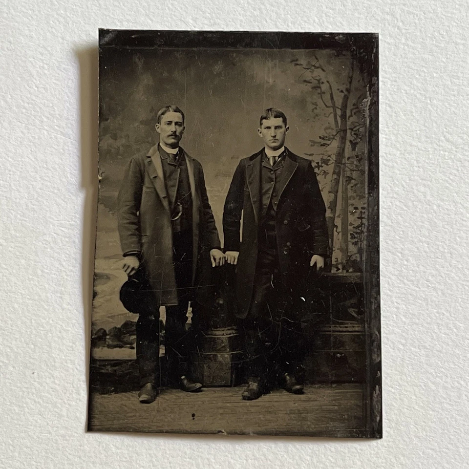 Antique Tintype Photograph Handsome Dapper Young Men Sharp Dressers - Image 1 of 4