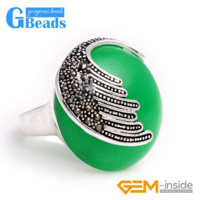 Anillo de marcasita de plata tibetana vintage con cuentas de piedra de botón de 24 mm envío gratuito Foto 1 de 4