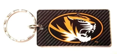 Missouri Tigers Acrylic Keychain NCAA Team Color Logo Carbon Printed Key Ring - Image 1 of 4