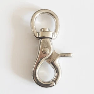 Scherenkarabiner mit Wirbel 14 x 58 mm rund vernickelt Karabiner Scheren Haken - Bild 1 von 2