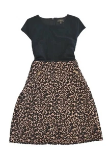 Lipsy 2 in 1 Black Leopard and Black Dress 12 Fine Knit Jumper Party Zip Detail - Picture 1 of 16