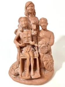 Vintage Brookwood Artisan Made Terra-Cotta “All Gods Children” Figurine 6.25” - Picture 1 of 8