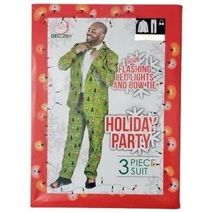 NIB Dec 25th Men's Holiday 3-Piece LED Light Up Suit Set Santa Green XL - Picture 1 of 2