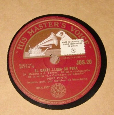 PEPE PINTO EL CANTA LLORA SU PENA/TE CAMELO-BULÉRIAS  HMV JOS20 - Image 1 of 2