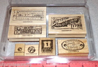 Vintage Looking Metal Signs Rubber Stamp Set by Stampin Up Aged to Perfection - Image 1 of 4