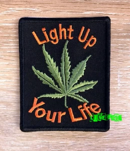 MARIJUANA LEAF POT Leaf Patch Embroidered vintage hippie vanner biker jacket - Picture 1 of 1