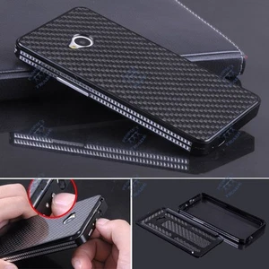 Lujo Aluminio Metal Fibra de Carbono Material Panel Estuche Cubierta Para HTC One M7 - Imagen 1 de 7