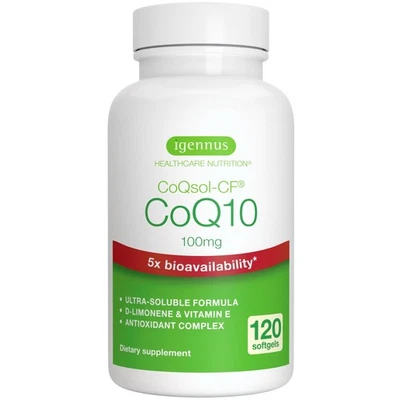 CoQ10, D-limoneno, suplemento dietético de vitamina E, 100 mg, cápsula blanda, 120 unidades Foto 1 de 4
