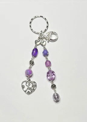HANDMADE PRETTY GIRL’S PURPLE KEYRING / BAG CHARM  - PERFECT STOCKING FILLER - Image 1 of 4