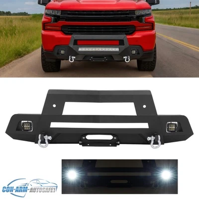 Front Bumper fit 2019-2022 Chevy Silverado 1500 w/Winch Plate and LED Lights Foto 1 de 4
