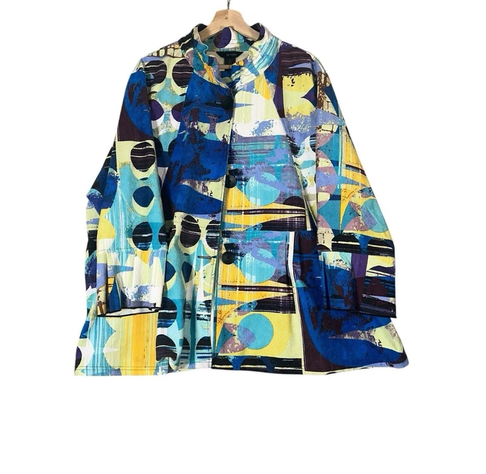 Chaqueta Ali Miles para mujer Plus 3X multicolor abstracto texturizado arte para usar vacaciones Foto 1 de 4